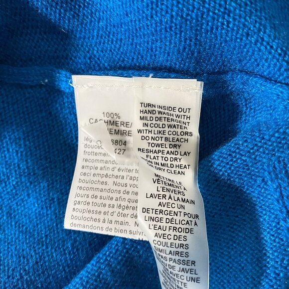 Magaschoni 100% Cashmere Sweater M Roll Turtleneck Cobalt Blue Grey Quiet Luxury - Picture 11 of 15